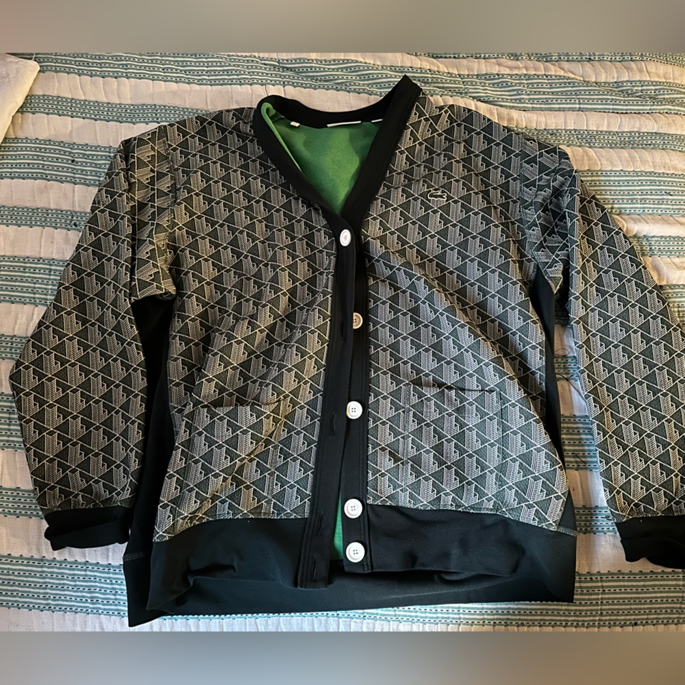 Lacoste Women's Loose Fit Monogram Print Cardigan